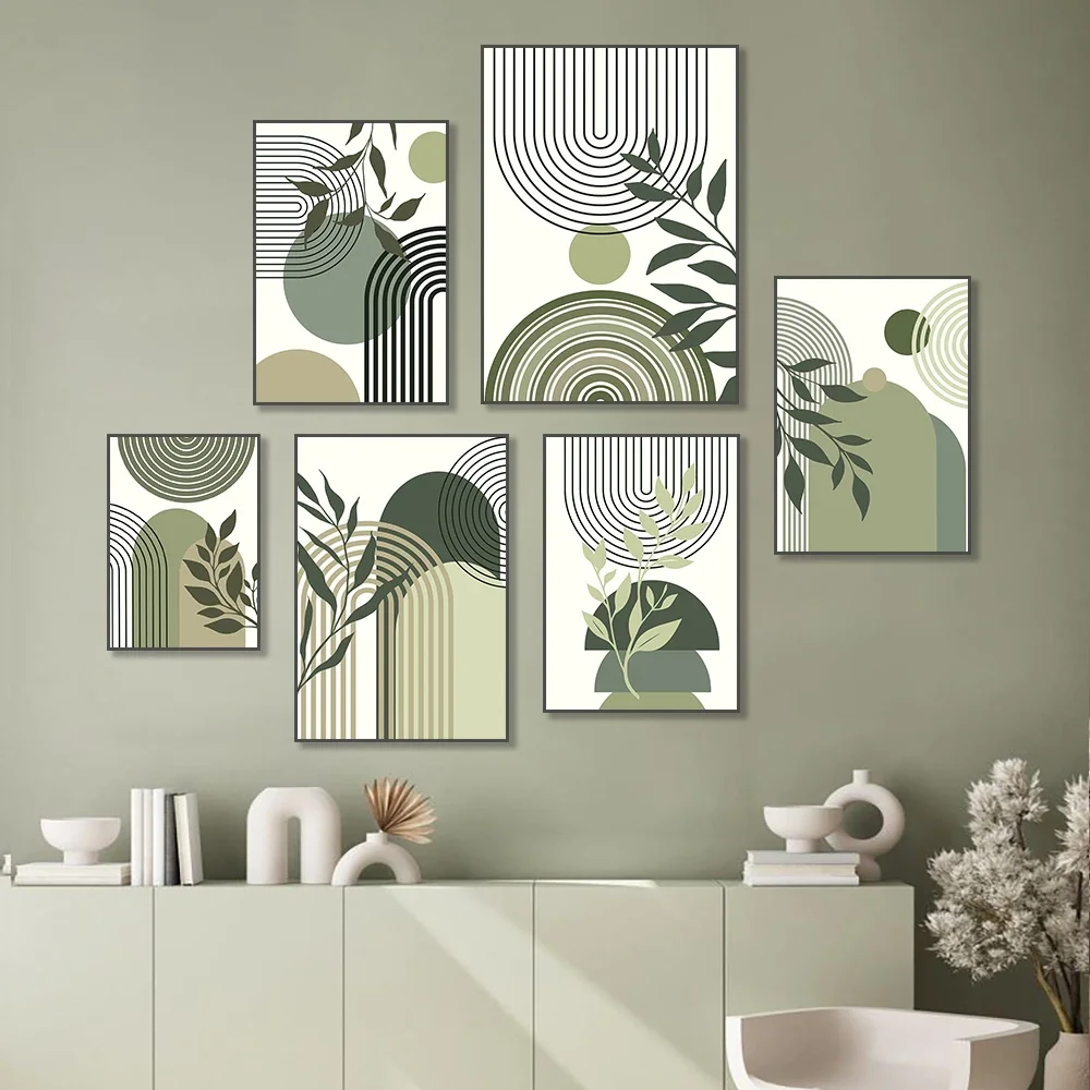 Multi-size 1PC frameless high-definition decorative paintings,1pc Large sage green wall poster print, boho wall art canvas, bota
