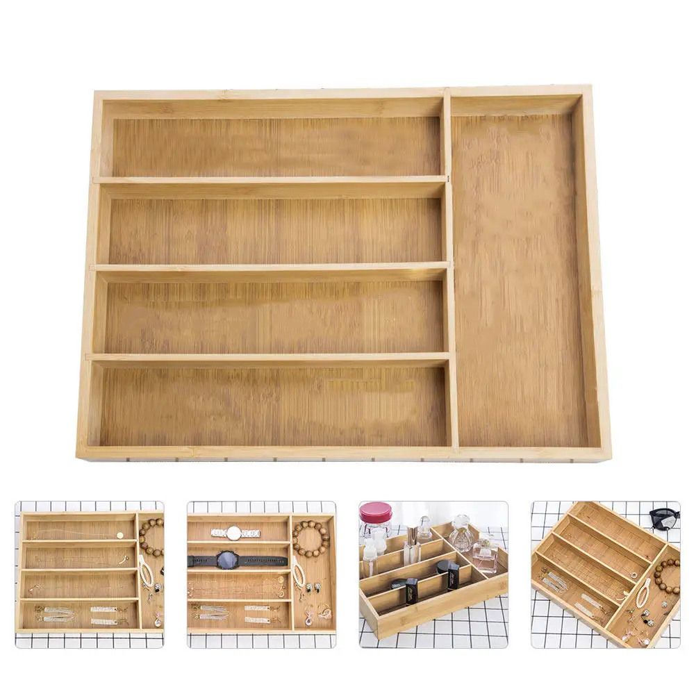 1Pcs Bamboo Jewelry Box Retro Multi-Grid Storage Organizer for Necklaces Bracelets Earrings Pendants Brooches Hairpins Desktop