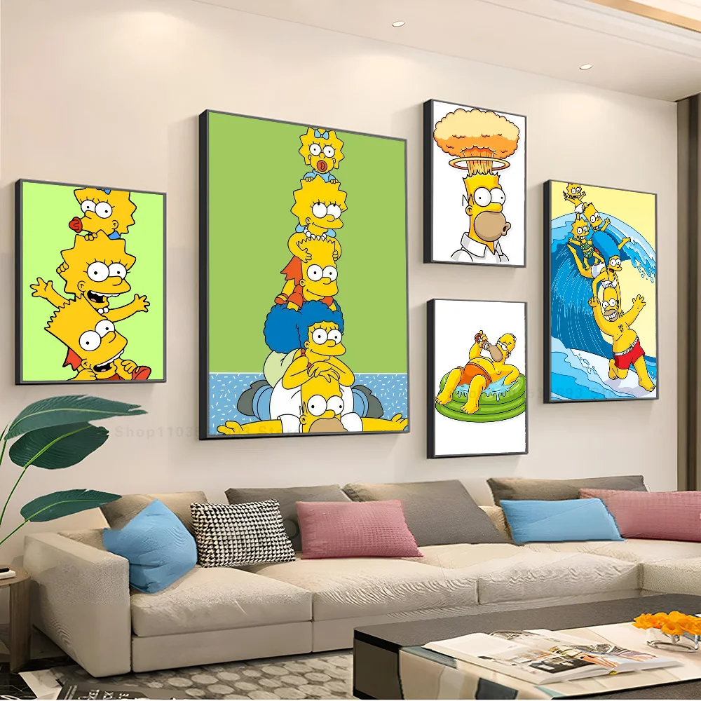 1pc Simpson Ning plakat naklejki artystyczne malowidła ścienne wystrój pokoju gier wystrój prezenty Kawaii HD malowanie koty samochody