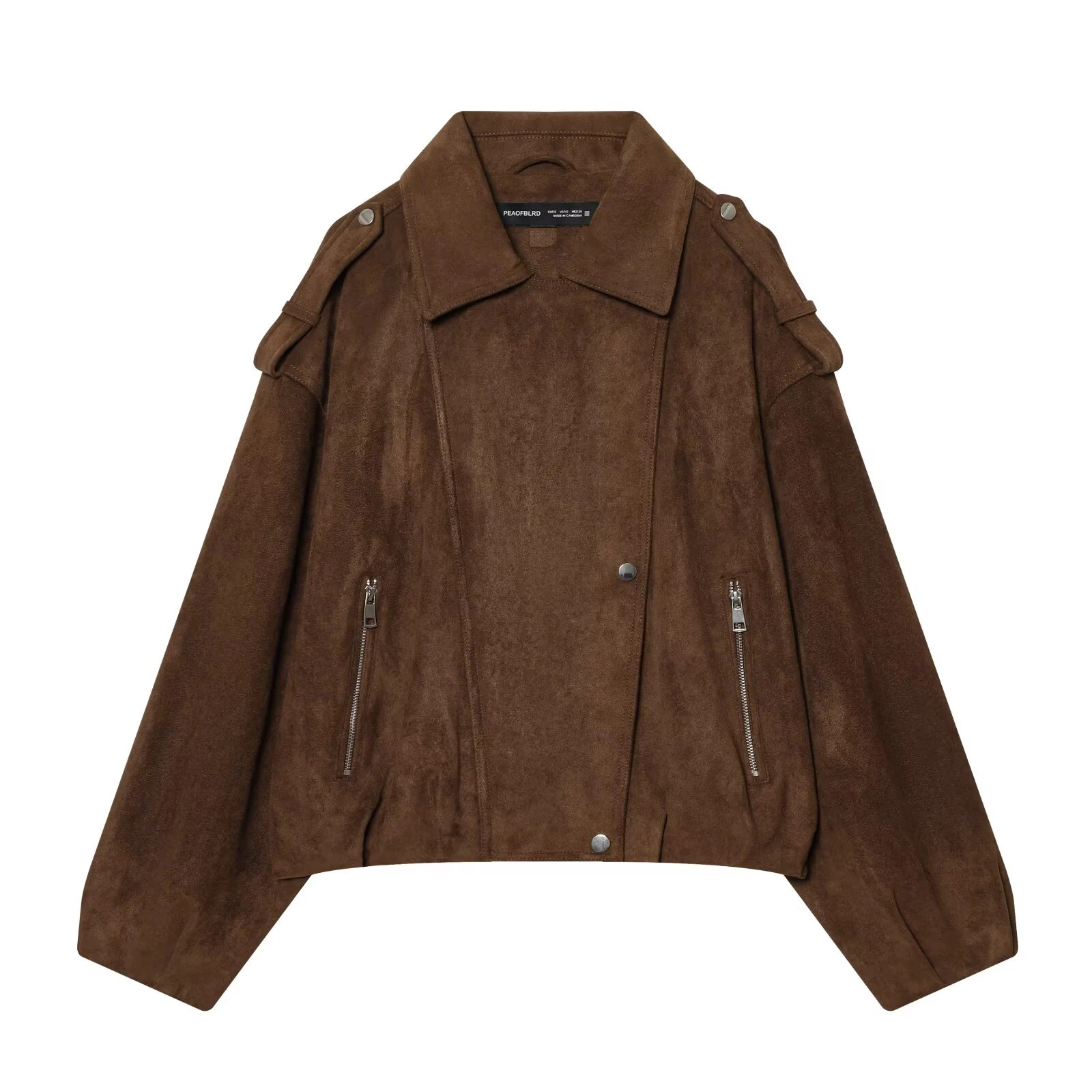 

European and American style women's spring new collection of suede effect loose motorcycle jacket jacket