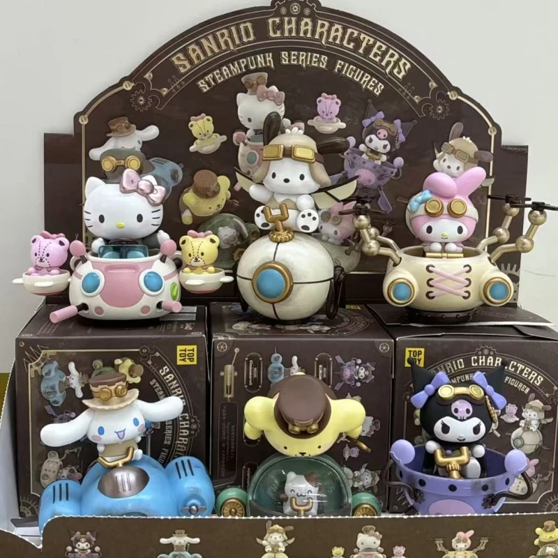 Steampunk Series Figurines Blind Boxes Trendy Toys Kuromi Hello Kitty Pacha Dog Exquisite Decorations Holiday Birthday Gifts