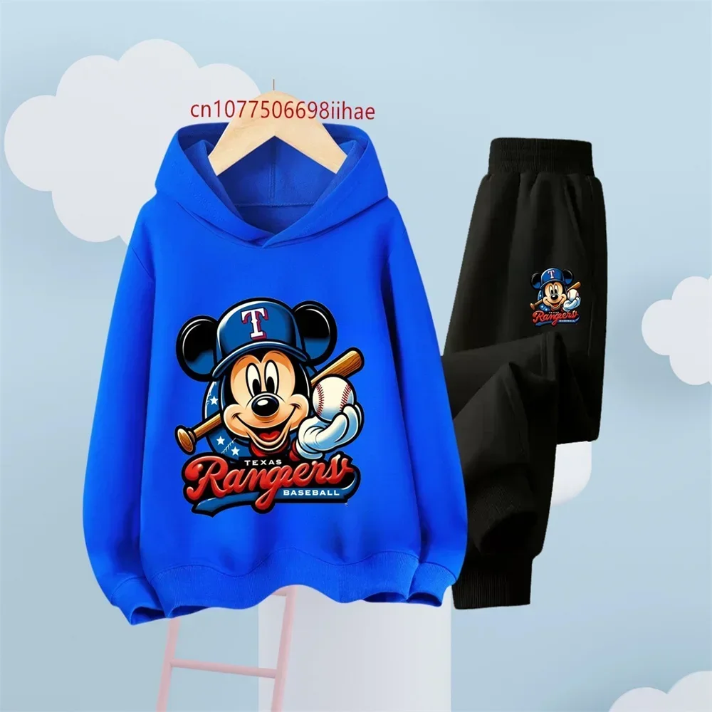 

Новый комплект с капюшоном Disney, детская толстовка с длинными рукавами + длинные штаны, 2 комплекта теплой одежды, подходящие для детей в возрасте от 3 до 14 лет