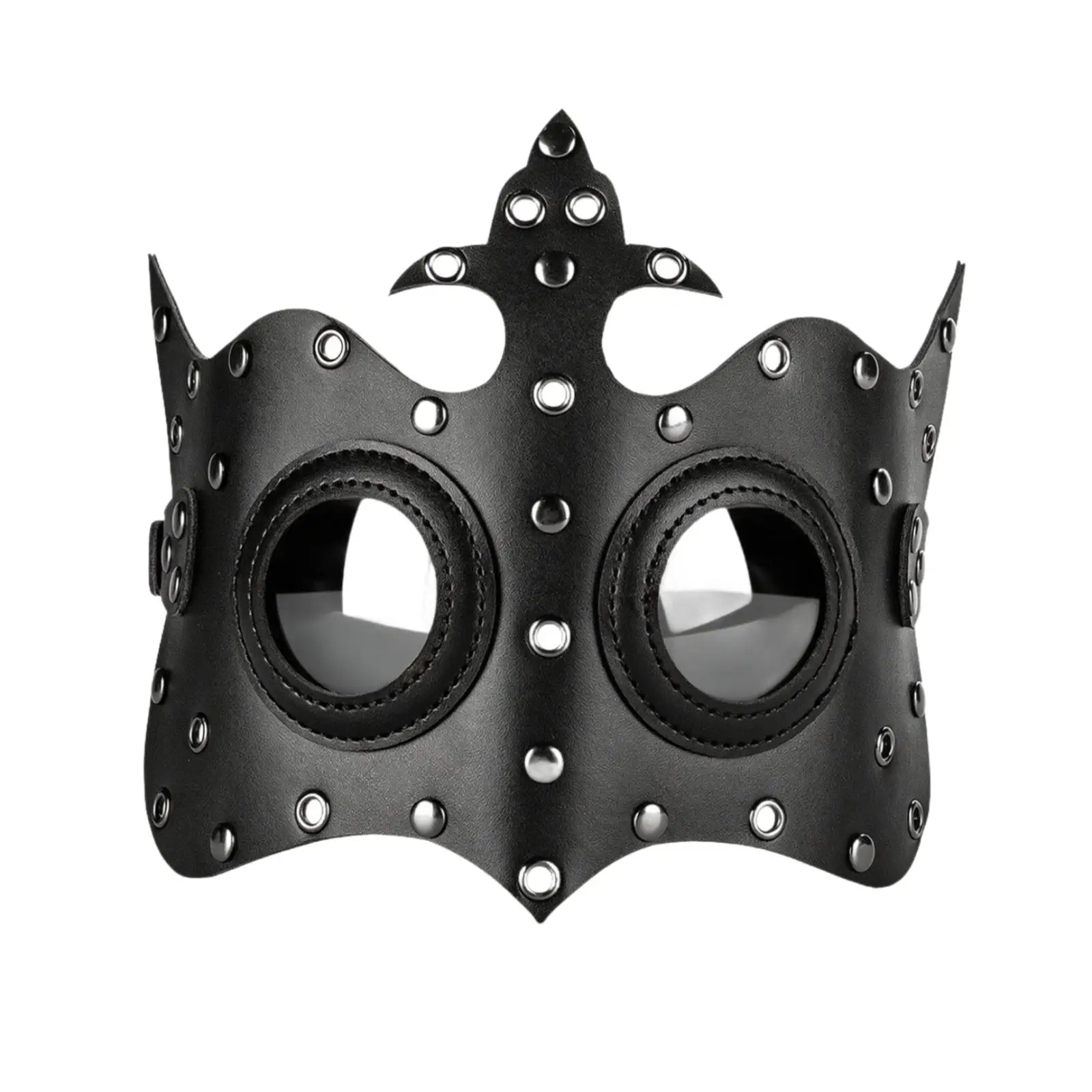 Gothic Eye Patch Cosplay Face Cover Plague Mask Black PU Leather Horror Mask for Creative Themed Event
