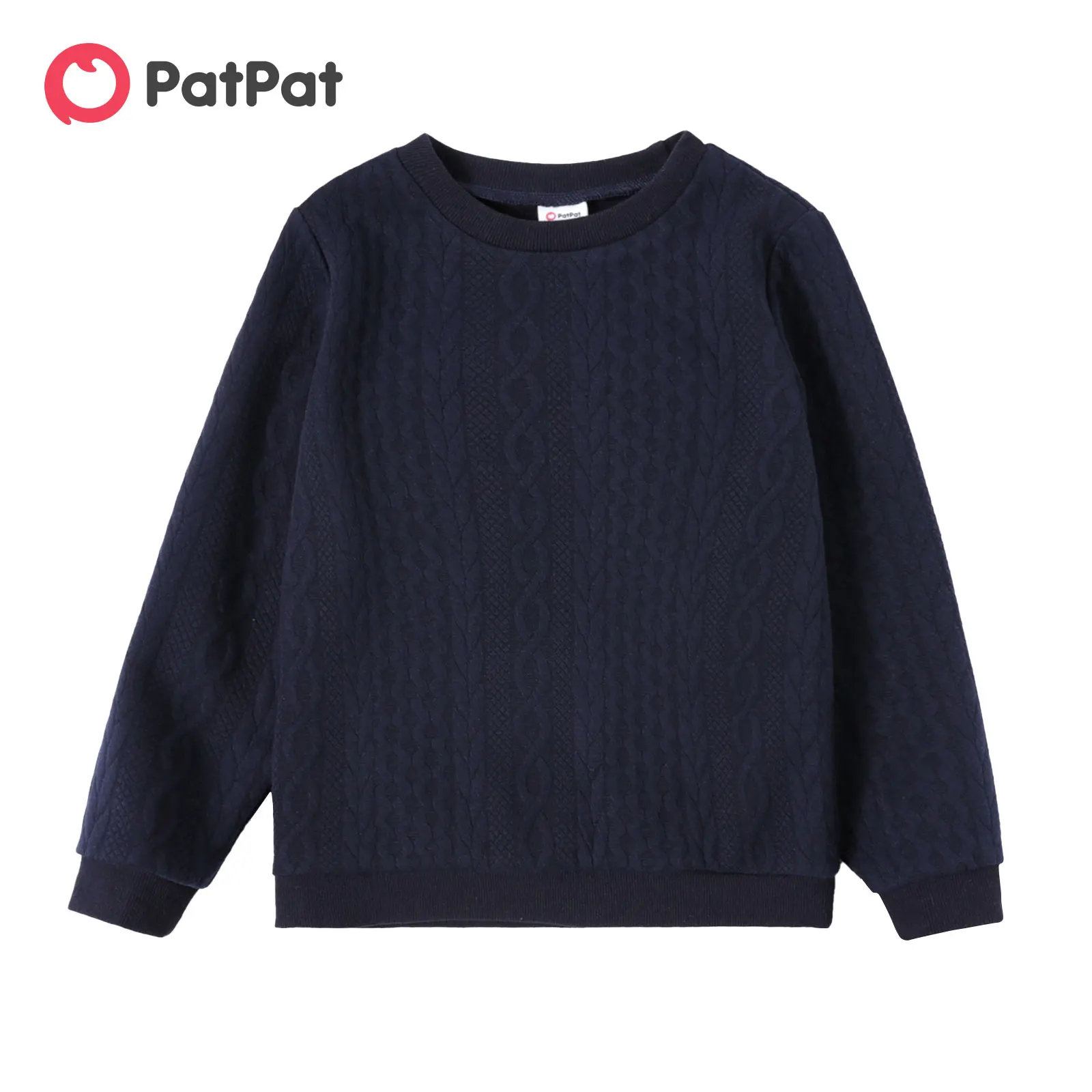 PatPat Kid Boy Casual Cable Knit Textured Sweatshirt