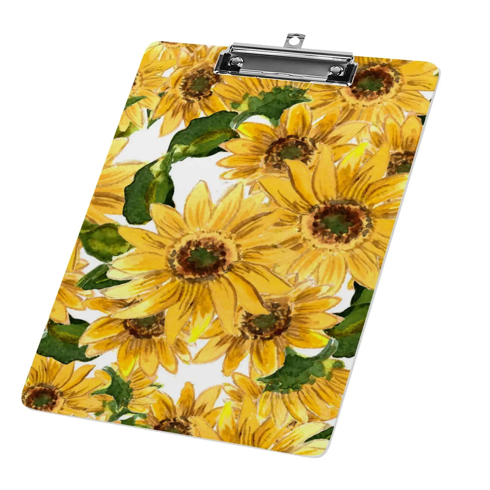 Sunflower Acrylic Clipboard A4 Size Decorative Plastic Clipboards with Metal Clip for Hanging for Students Classroom Office