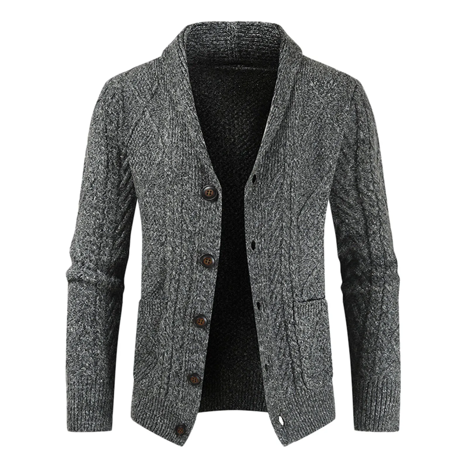 Men Fashion Leisure Solid Wool Knitting Stand Collar Long Sleeve Cardigan Coat Christmas Tops for Men Autumn Winter Coats