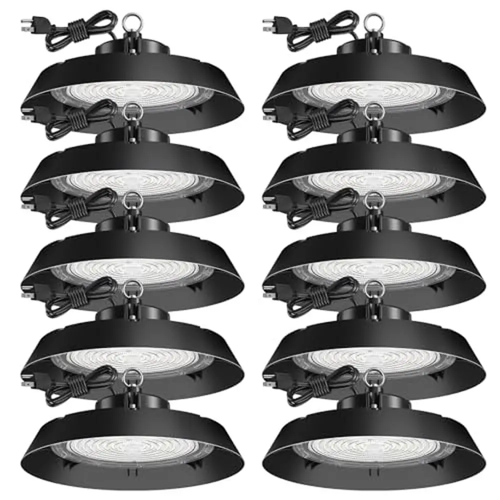 250W 10 Pack UFO LED High Bay Light Waterproof Maintenance-Free Wide Angle Illumination Gym Factory Retail UL FCC