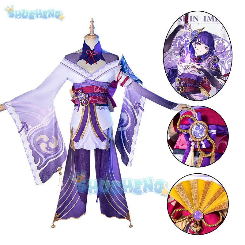 

Game Genshin Impact Raiden Shogun Baal Cosplay Costume Halloween Party Dress For Women Girls Full Set