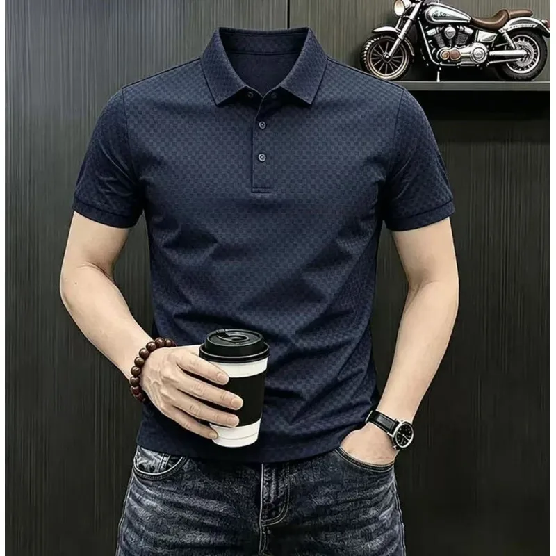 2026 Summer New Style Men's Loose Luxury Collar T-Shirt - Breathable Cool Feeling Casual Multi-Complimentary Short-Sleeved Polo