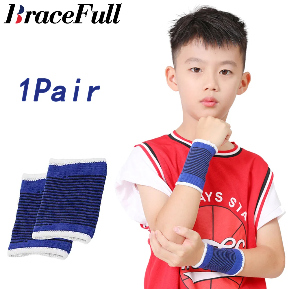 1Pair Children Sports Support Brace Kids Wrist Compression Wristbands for Boys & Girls Youth Basketball Volleyball One Size