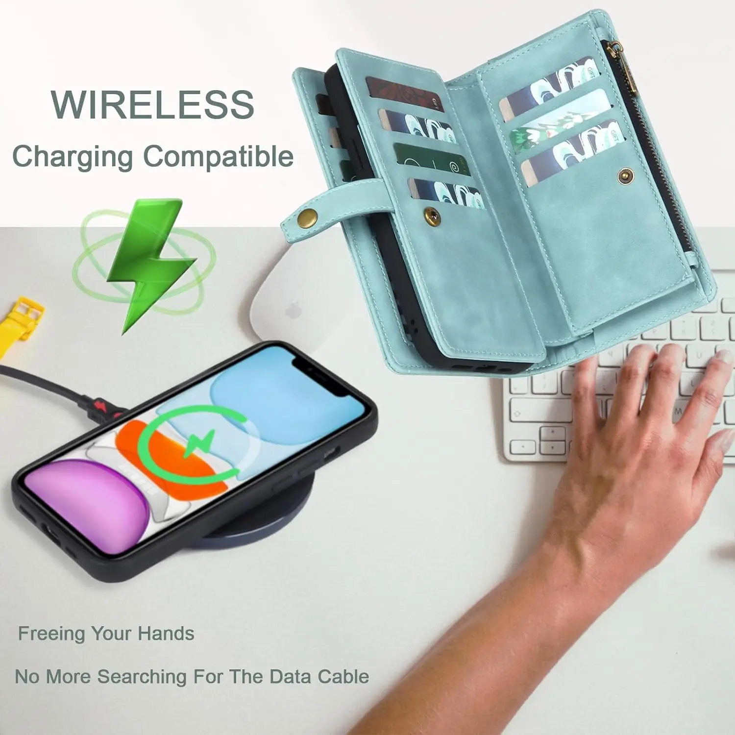 MEGSHI Luxury Detachable Wallet Case for iPhone 15 Pro Max XR XS Max 11 12 13 Pro 14 Plus Magnetic Clasp Premium PU Leather Case