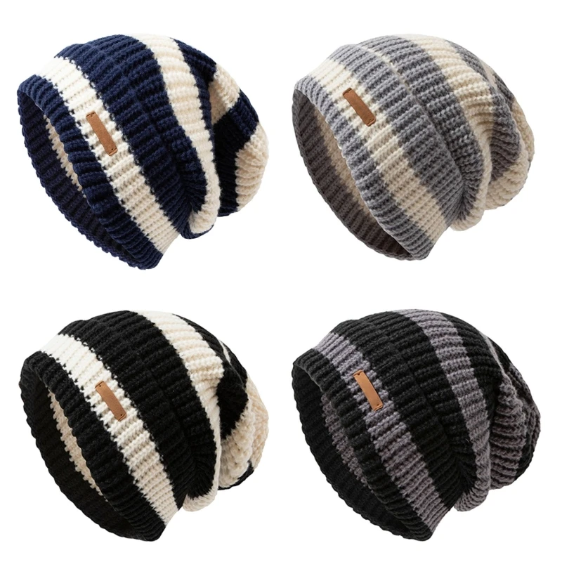 

652F Trendy Stripe Pattern Hat Breathable Adjustable Hat Protecting Windproof Hat for Casual and Trendy Looks