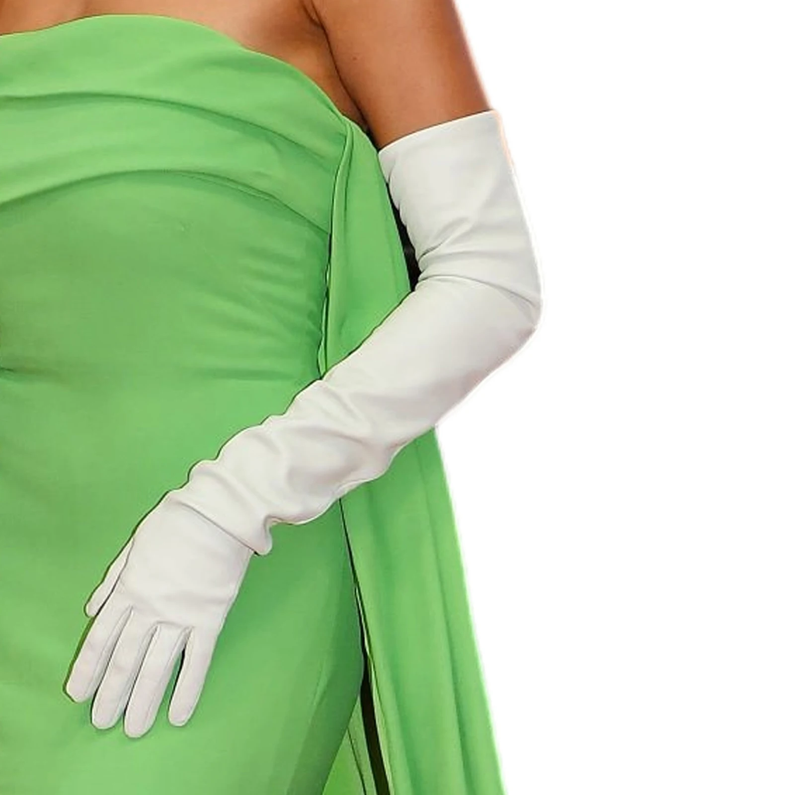 

LaSally Women's White Long Leather Gloves Over Elbow Opera Faux Leather PU Runways Christmas Party Cosplay Costume Fashion Glove