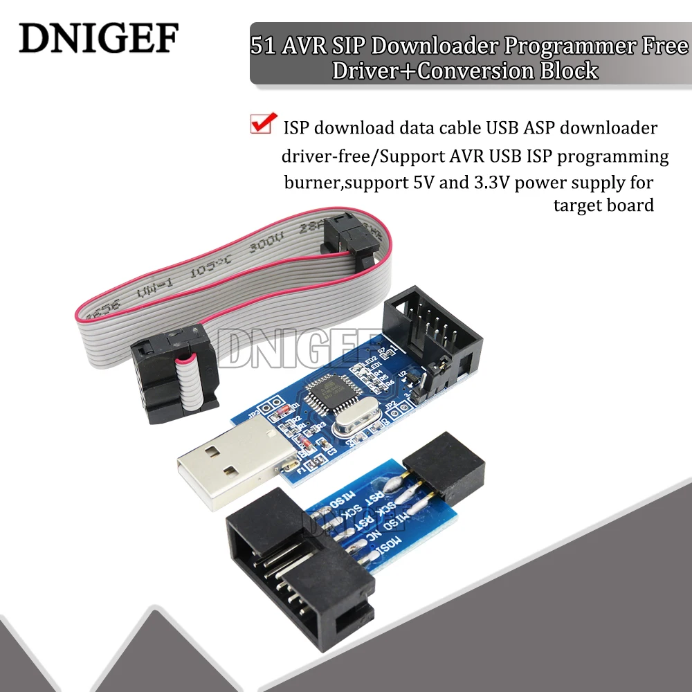 1Set 10Pin To 6 Pin Adapter Board + USBASP USBISP AVR Programmer USB ATMEGA8 ATMEGA128 ATtiny/CAN/PWM 10Pin Wire Module DIY