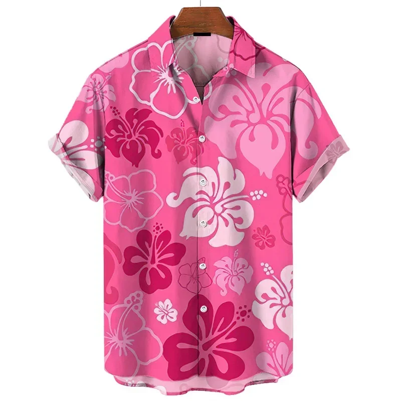 

Men's Shirt Colorful 3d Print Plants Flower Summer Fashion Short Sleeves Cool Street Button Lapel Blouse Tops Clothing