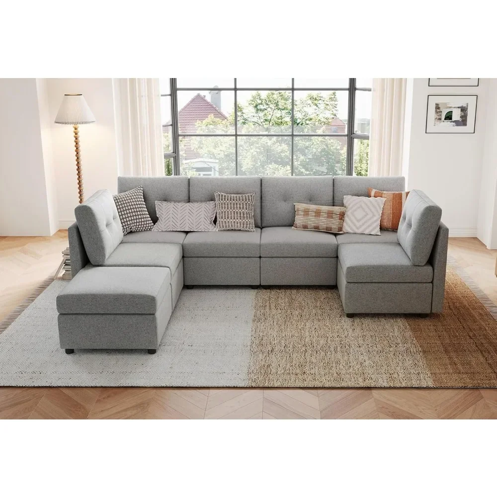 

Oversized Modular Couch, Rubik III 6 Seats with Ottoman Convertible U Shaped Sectional Sleeper Sofa with Storage