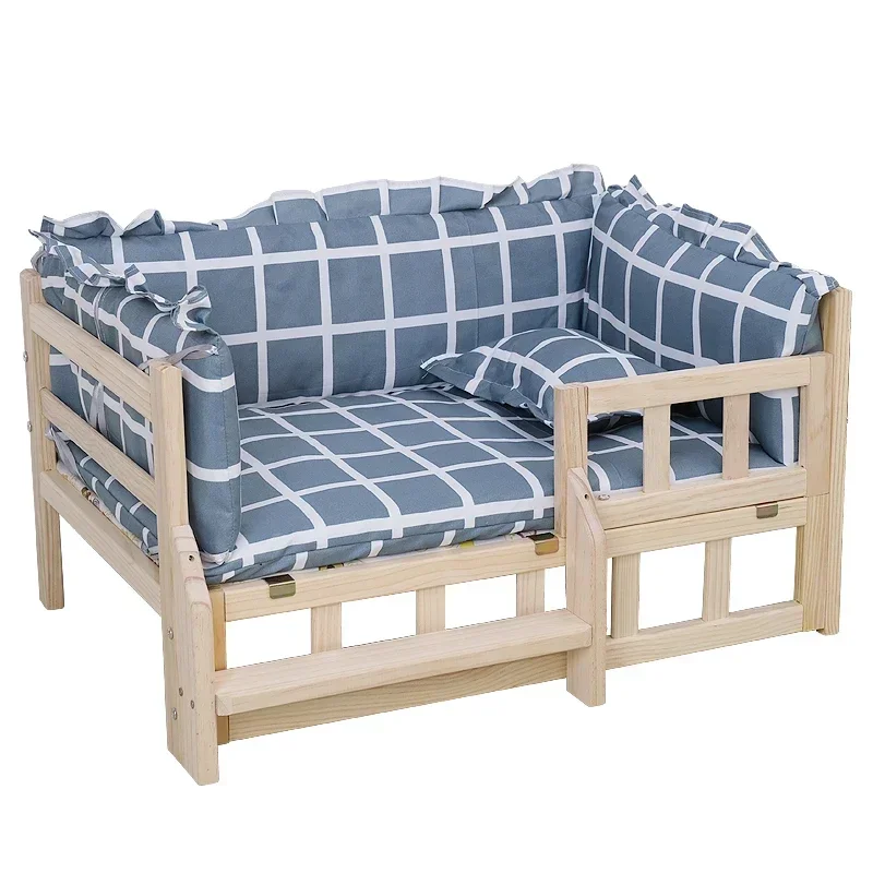 Solid Wood Off The Ground Winter Teddy Dog House ， All Seasons Universal Small, Medium and Large Dog Bed ，dog Kennel