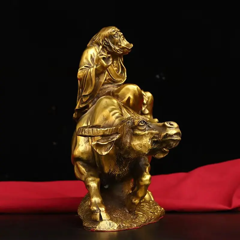 Lao Tzu Riding Bull Brass Home Furnishing Ornament Living Room Office Room Tabletop Ornament Practical Gifts Copper Bull