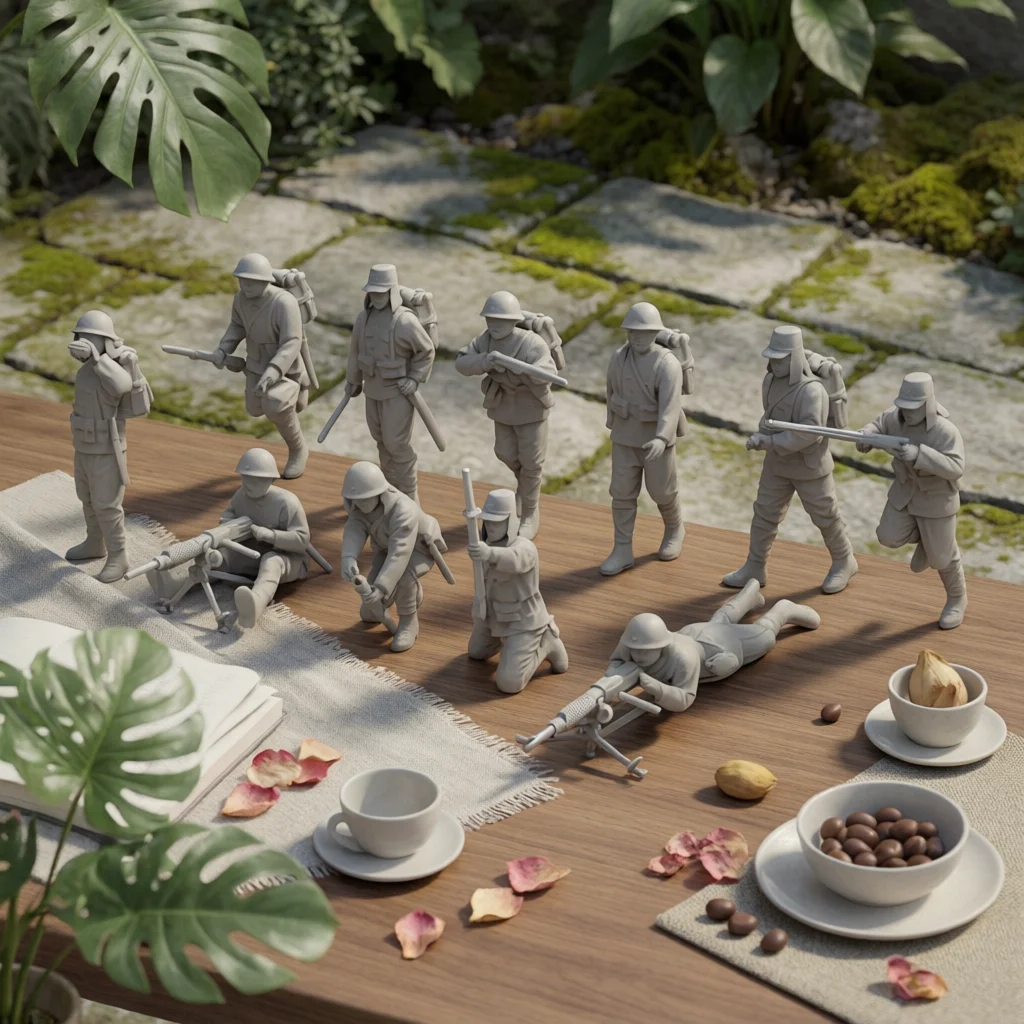 11 Pieces Unpainted Miniature Soldier Highly Detailed Resin Soldier Figurine Small-Scale Figurine Compact Decor