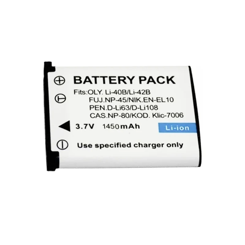 1450mAh EN-EL10 Li-42B Li-40B NP-45 D-Li63 D-Li108 NP-80 Camera Battery for Nikon for OLYMPUS for FUJIFILM for Pentax for Casio