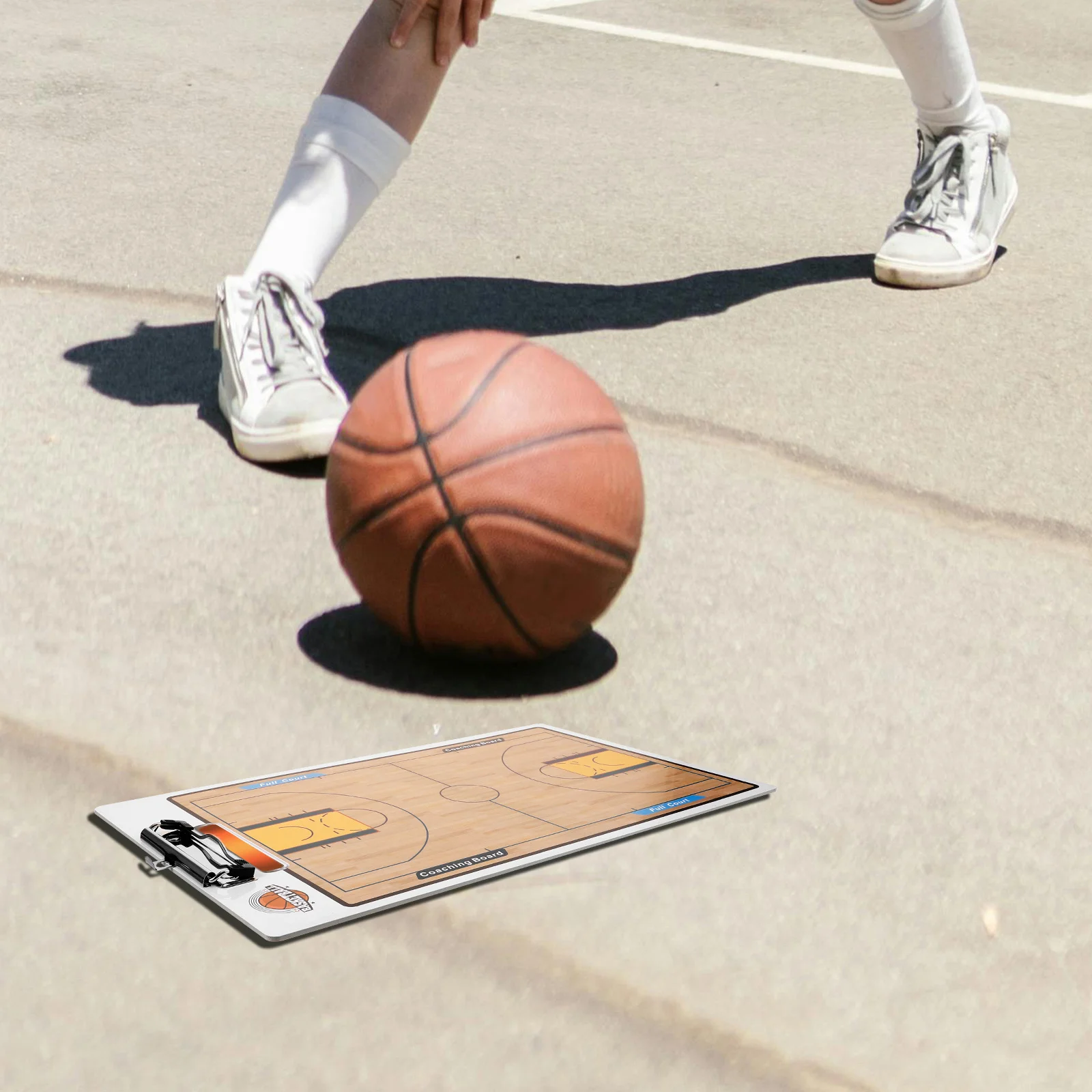 1 Set Basketball-Klemmbrett, PVC-Sportball-Coaching-Board, leicht, langlebig, wasserdicht, faltbar, tragbar, Trainingsausrüstung