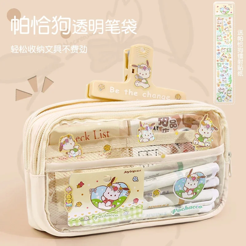 Sanrio Pencil Case Kawaii Kuromi Cinnamoroll Melody School Pencils Bag Large Capacity Pen Case Supplies Stationery Cosmetic Bags