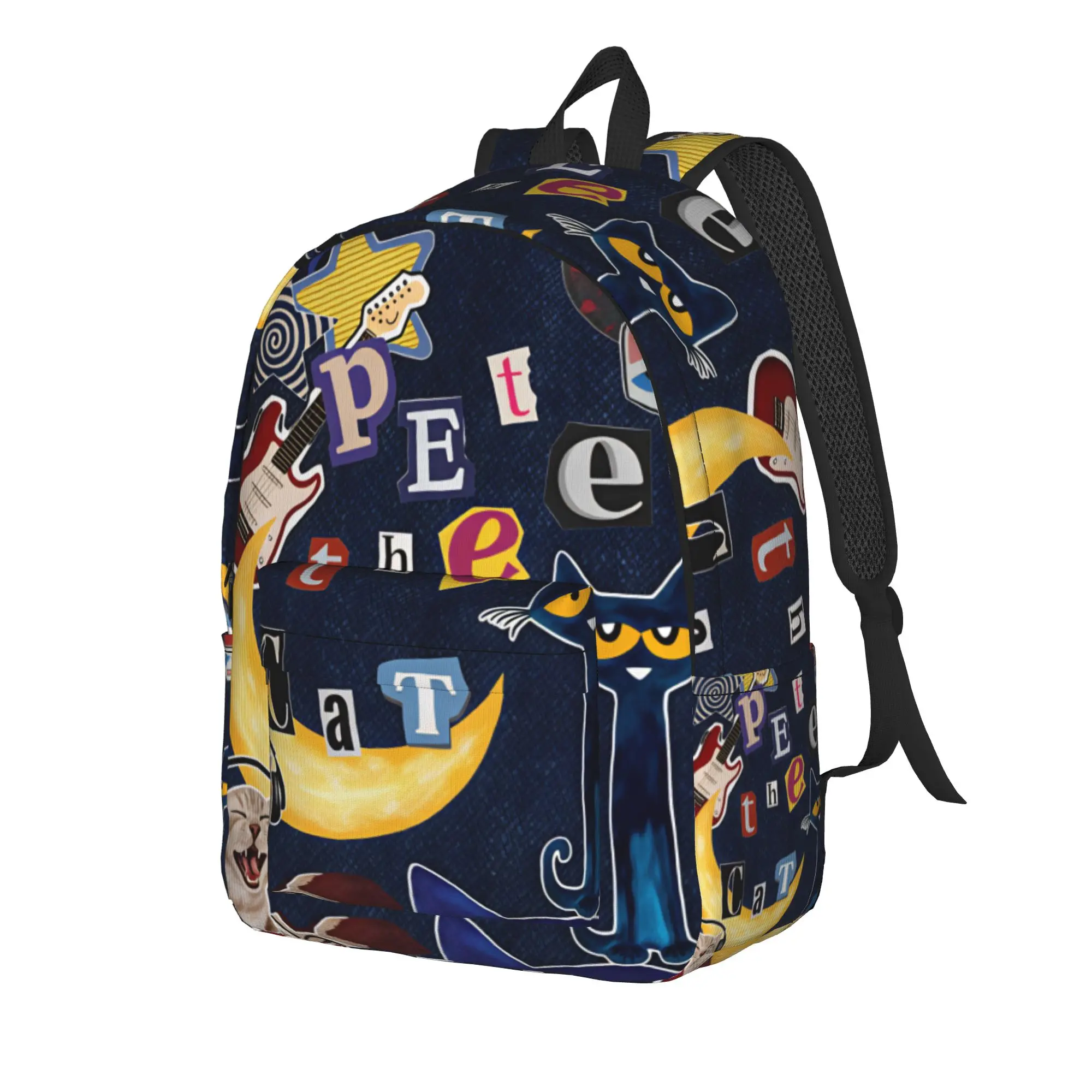 Pete the Cat I Love My White Shoes Backpack  Leisure Backpacks Student Unisex Outdoor Print High School Bags Custom Rucksack