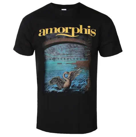 Amorphis Borderland Album Swan River Landscape Graphic Print T Shirt, Vintage Painting Style Cover Art Tee