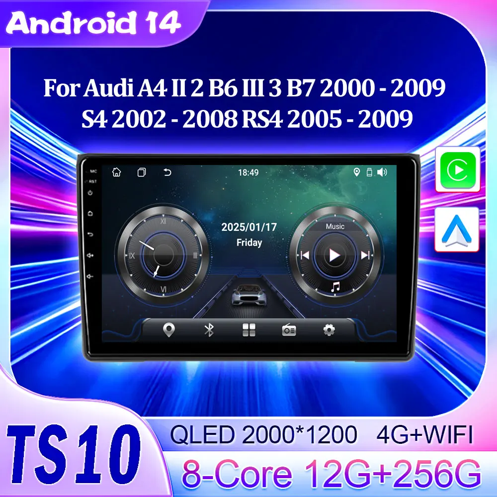 

2din Car Android For Audi A4 II 2 B6 III 3 B7 2000 - 2009 S4 2002 - 2008 RS4 2005 - 2009 Wireless Android Auto Radio Carplay RDS