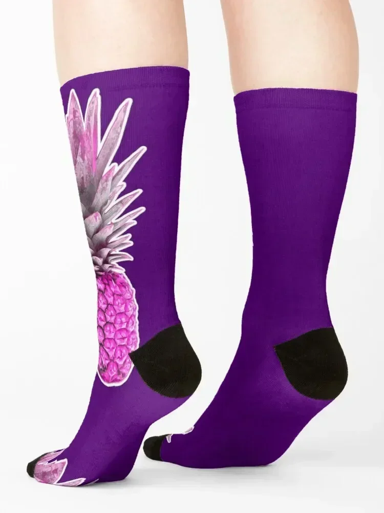 Pink Pineapple Design - Fineapple for Summer fruits lover - best gift for vegans Socks summer Men's Socks Women's Men's