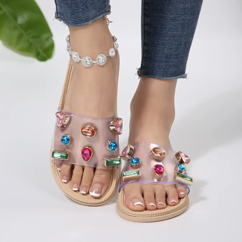 

Летние модные высококачественные прозрачные женские шлепанцы, удобные повседневные туфли без застежек, элегантные сандалии для вечеринок, хит продаж