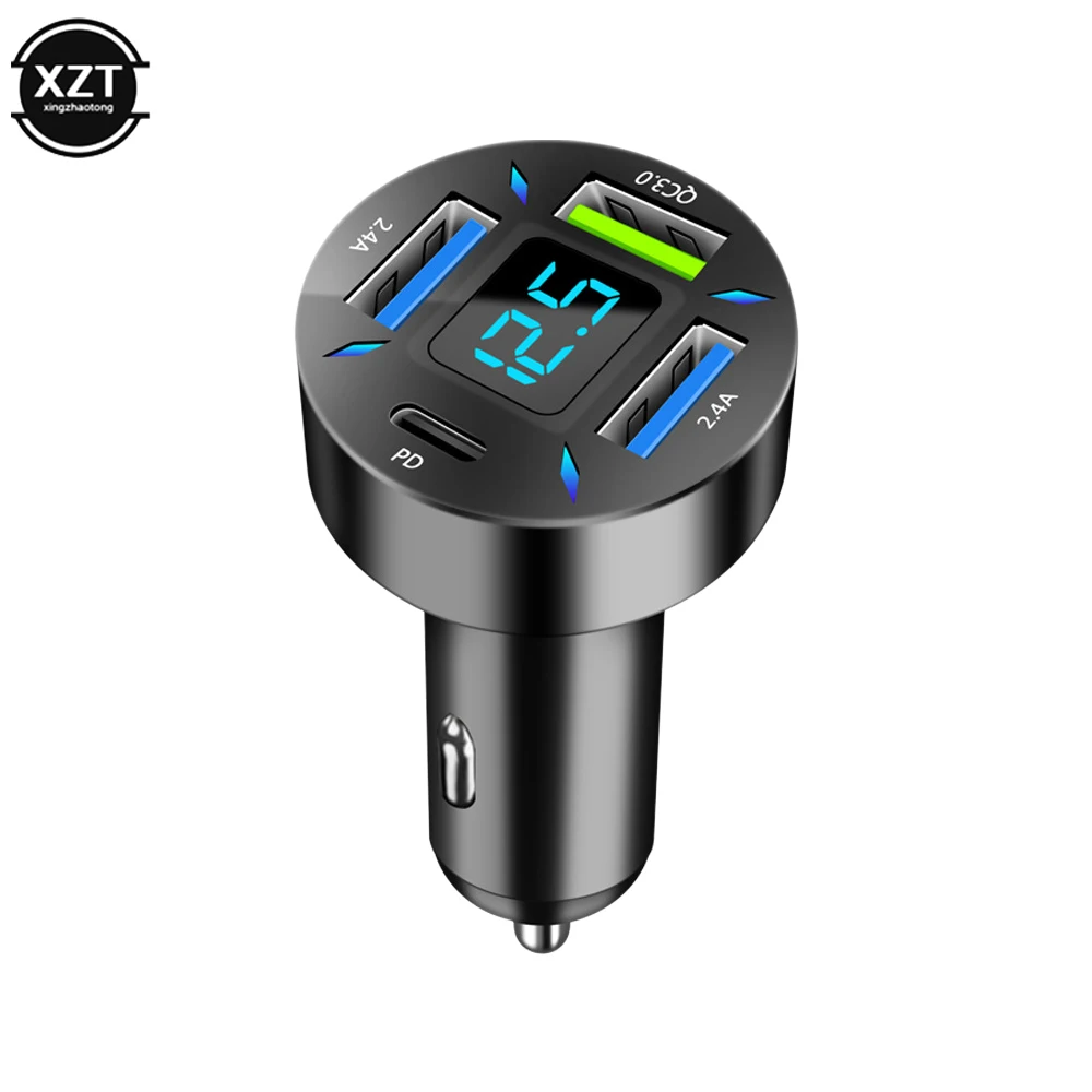 USB Car Charger 66W 4 Ports Fast Charging PD Quick Charge 3.0 USB C Car Phone Charger Adapters For iPhone 13 12 Xiaomi Samsung