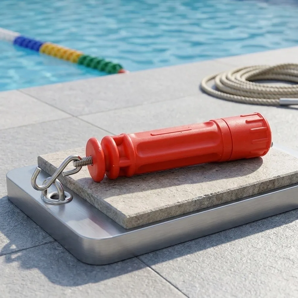 Stainless Steel Red Pool Lane Fastener with PP Protection Shell for Swim Lane Line Stability in High Traffic Pools