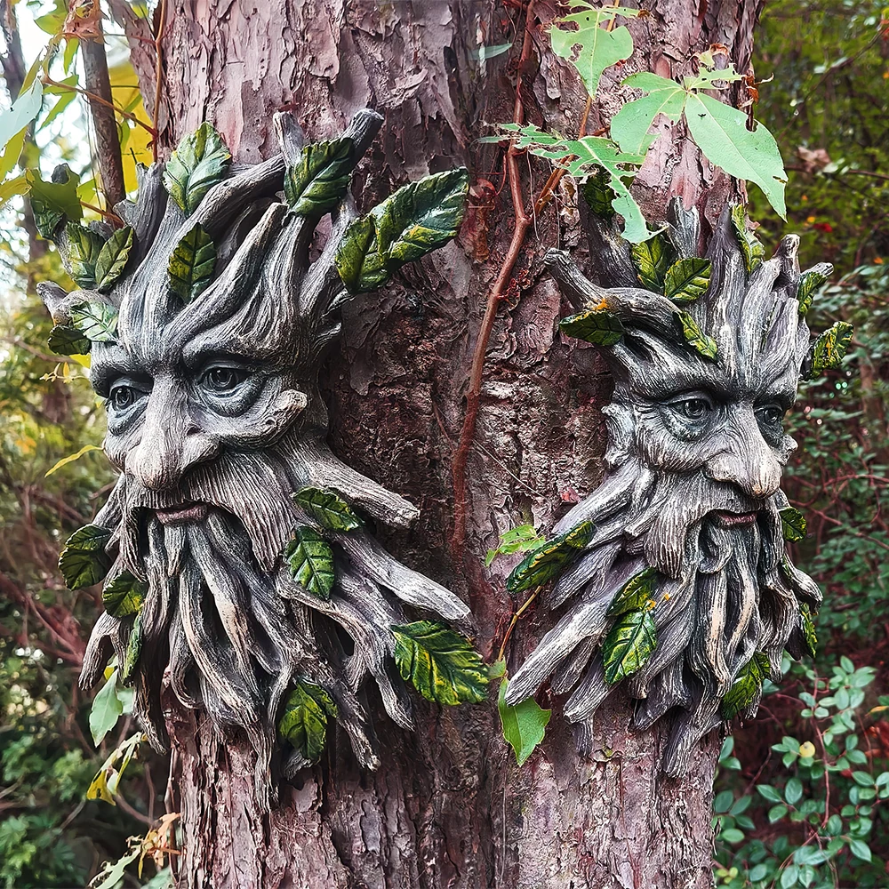 1 Piece of Tree Spirit Garden Forest Decoration - Living Room Wall Decoration, Tree Spirit Resin Crafts Decoration Hanging Ornament, Halloween Resin Crafts Decoration, Christmas Garden Realistic Resin Art Decoration