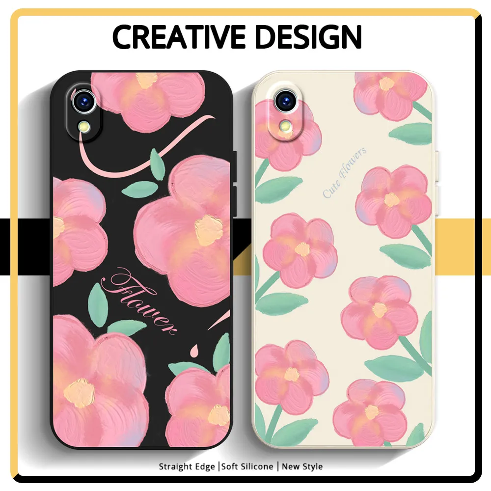 For Vivo 1820 1906 1904 1811 1907 1940 1941 1801 1807 1804 1818 1724 1606 1608 Phone Case Soft Silicone Shockproof Cover Flower