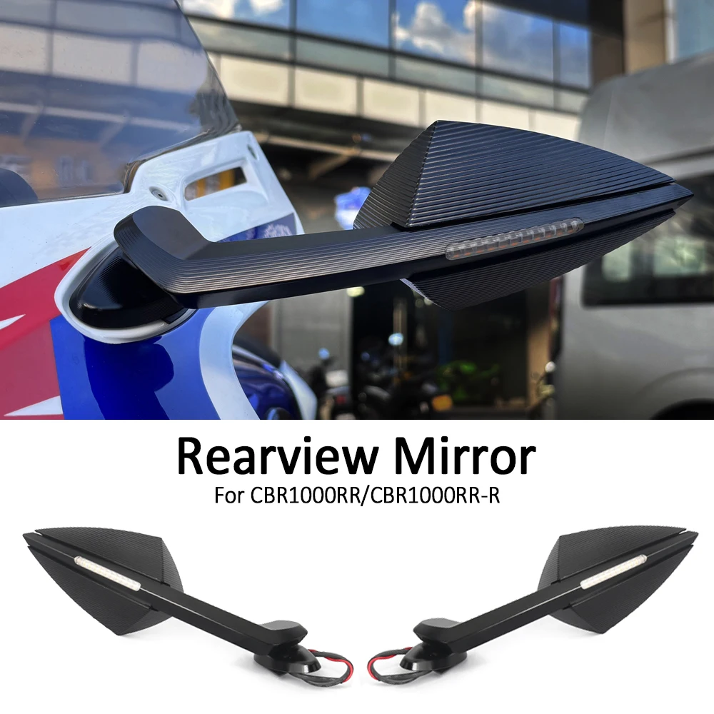

Motorcycle Rearview LED Turn Signal Side Mirrors Black For Honda CBR1000RR CBR 1000RR CBR1000RR-R CBR 1000 RR-R 2019-2025