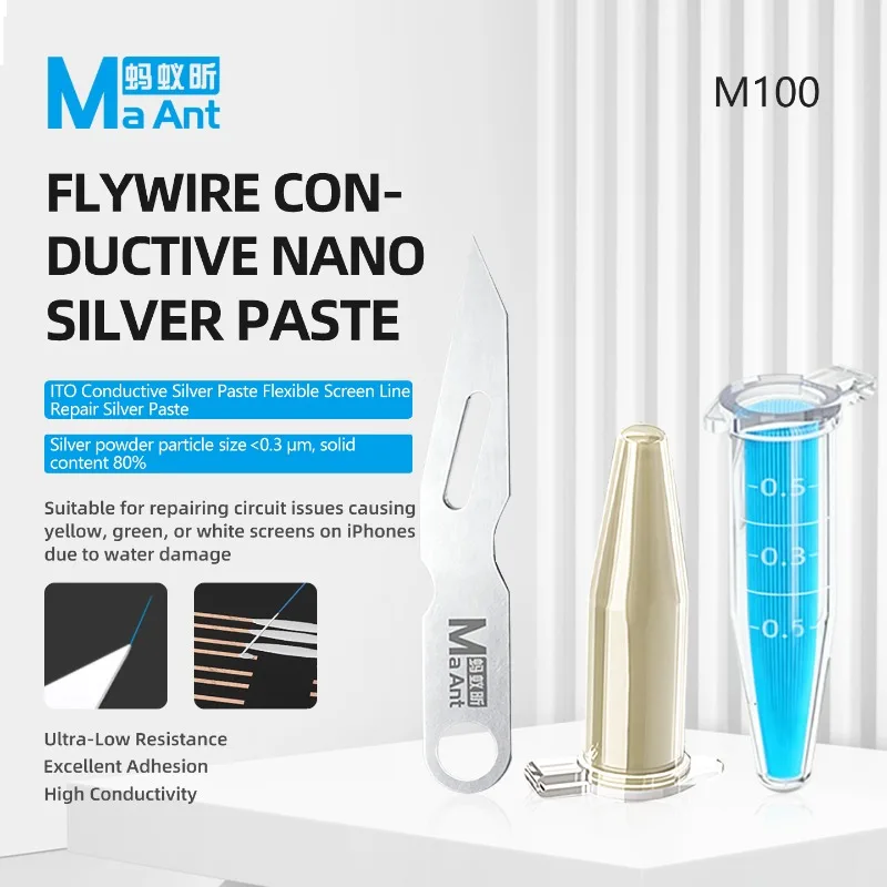 MAANT M100 Conductive Nano Silver Paste Set  for Phone Screen Jump Wire Repair High Conductivity Strong Adhesion image 3