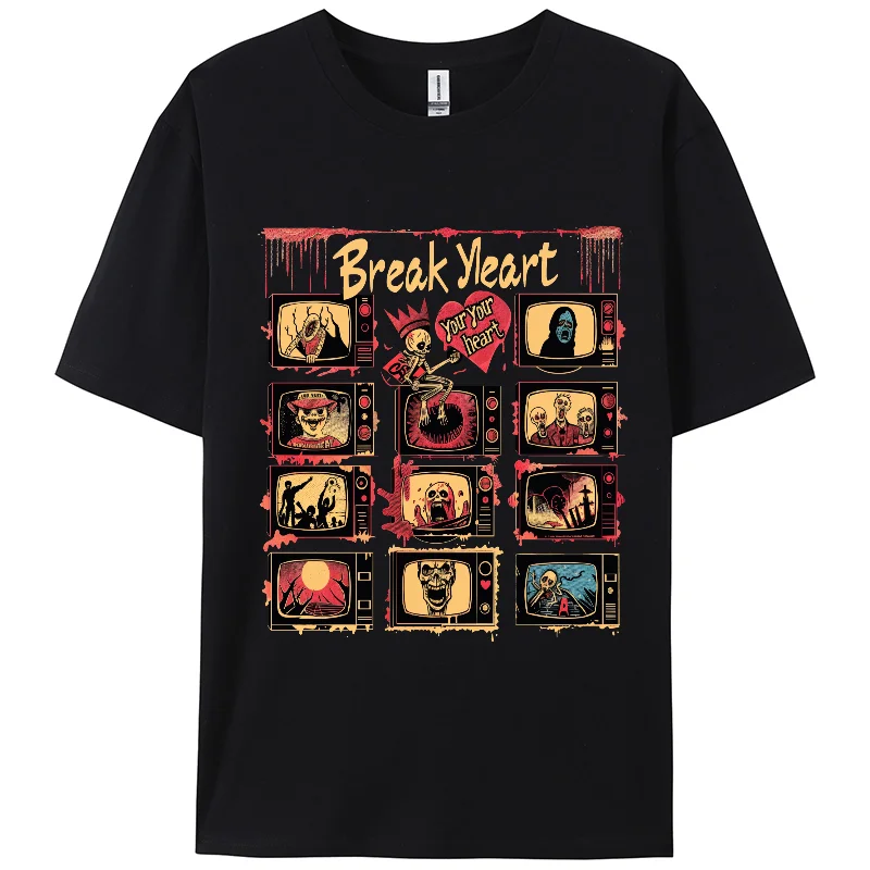 Женские короткие футболки, страшная футболка с графическим принтом граффити из фильма, с коротким рукавом, 100% хлопок, двусторонние, Летние повседневные футболки, Y2K.