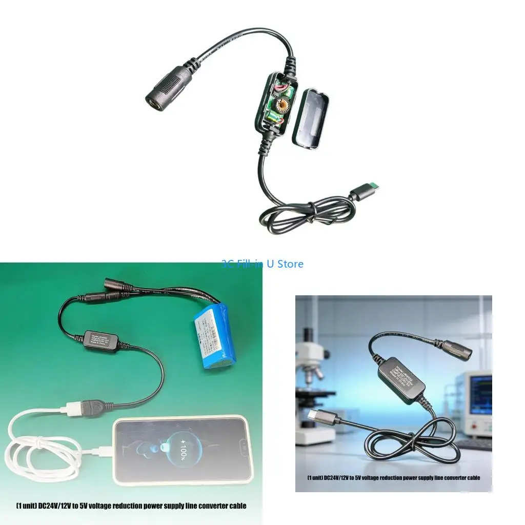 G8TA Car Video Unit Power Cable 12V 24V to 5V for Wiring in Vehicles