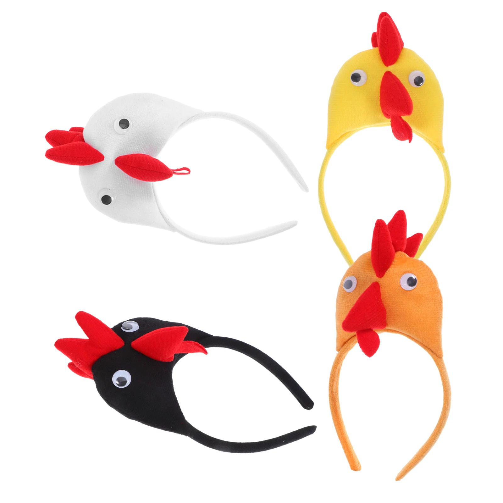 

4Pcs Chicken Hoops Animal Headbands For Women Farm Party Hair Bands Animal Hair Bands Rooster Cosplay Props Stylish Accessories