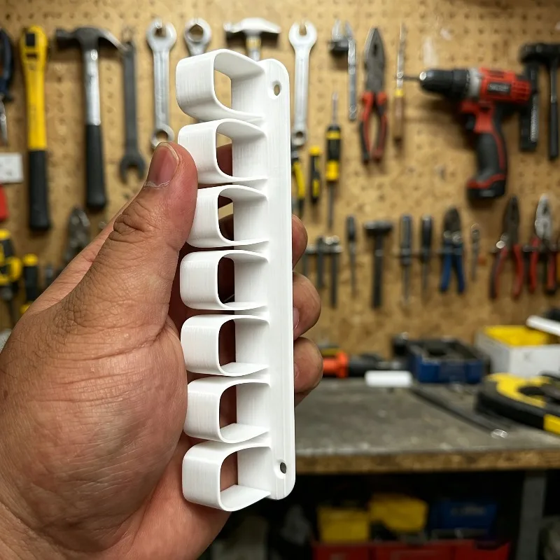7-Slot Wall Hanging Tool Holder,  Multi Groove Hardware Storage Rack, Workbench Garage Wall Mount Organizer for Small Hand Tools