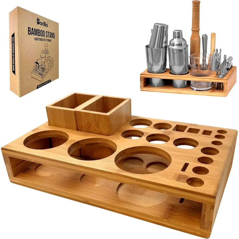 

Деревянная подставка для коктейльного шейкера | Идеально подходит для хранения барных инструментов (без инструментов)