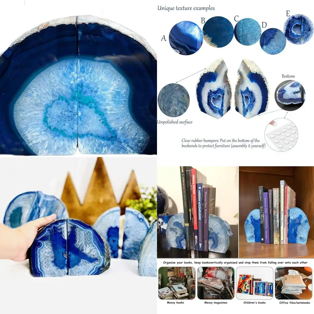

Прочные форзацы для книг с кристаллами синего агата, 6-8 фунтов, идеально подходят для домашнего офиса, тяжелая поддержка книг, уникальный подарок на новоселье