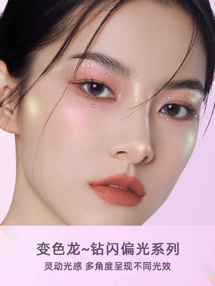 SERSEUL 카멜레온 얼굴 하이라이터, 진주 빛 아이섀도우 글리터, 편광 듀오 컨투어 팔레트, 희귀 미용 화장품