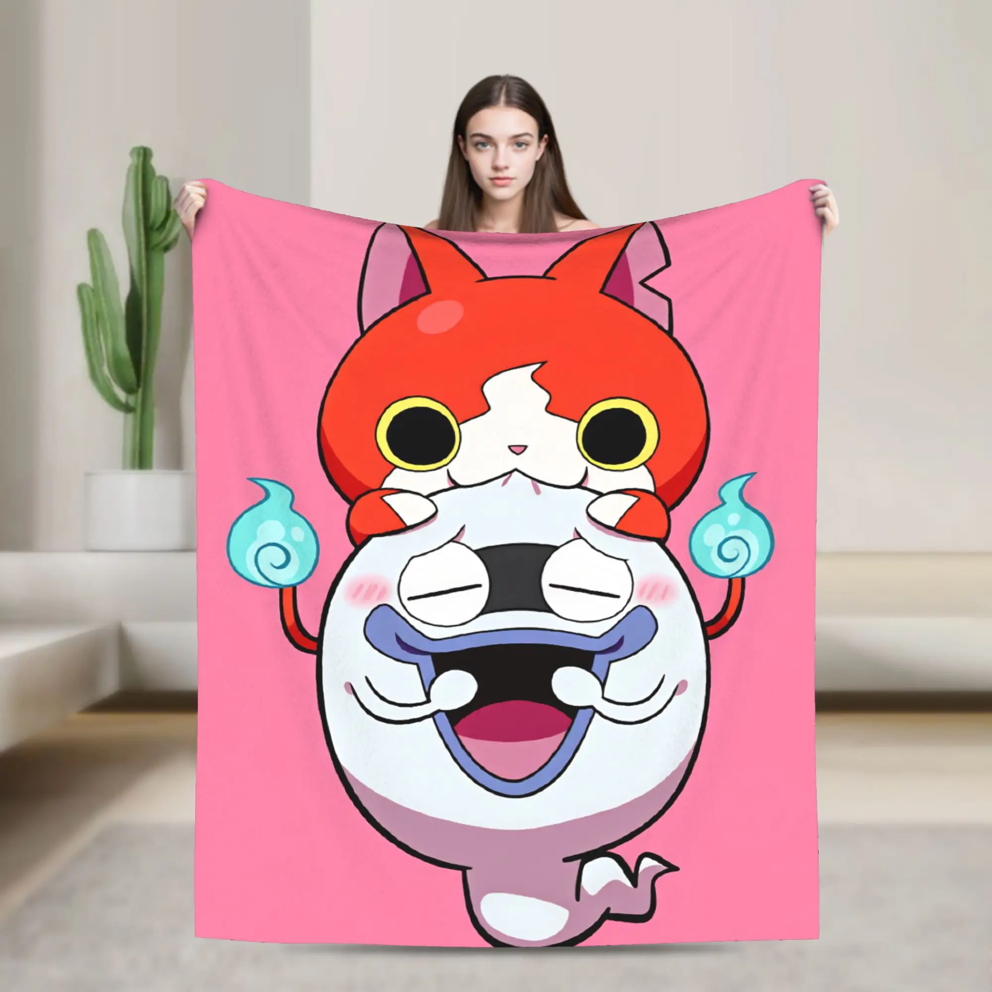 Soft BlanketsKids Camping Yokai Watchs  Throw Blanket  Flannel Bedspread For Living Room Fashion Sofa Bed Cover