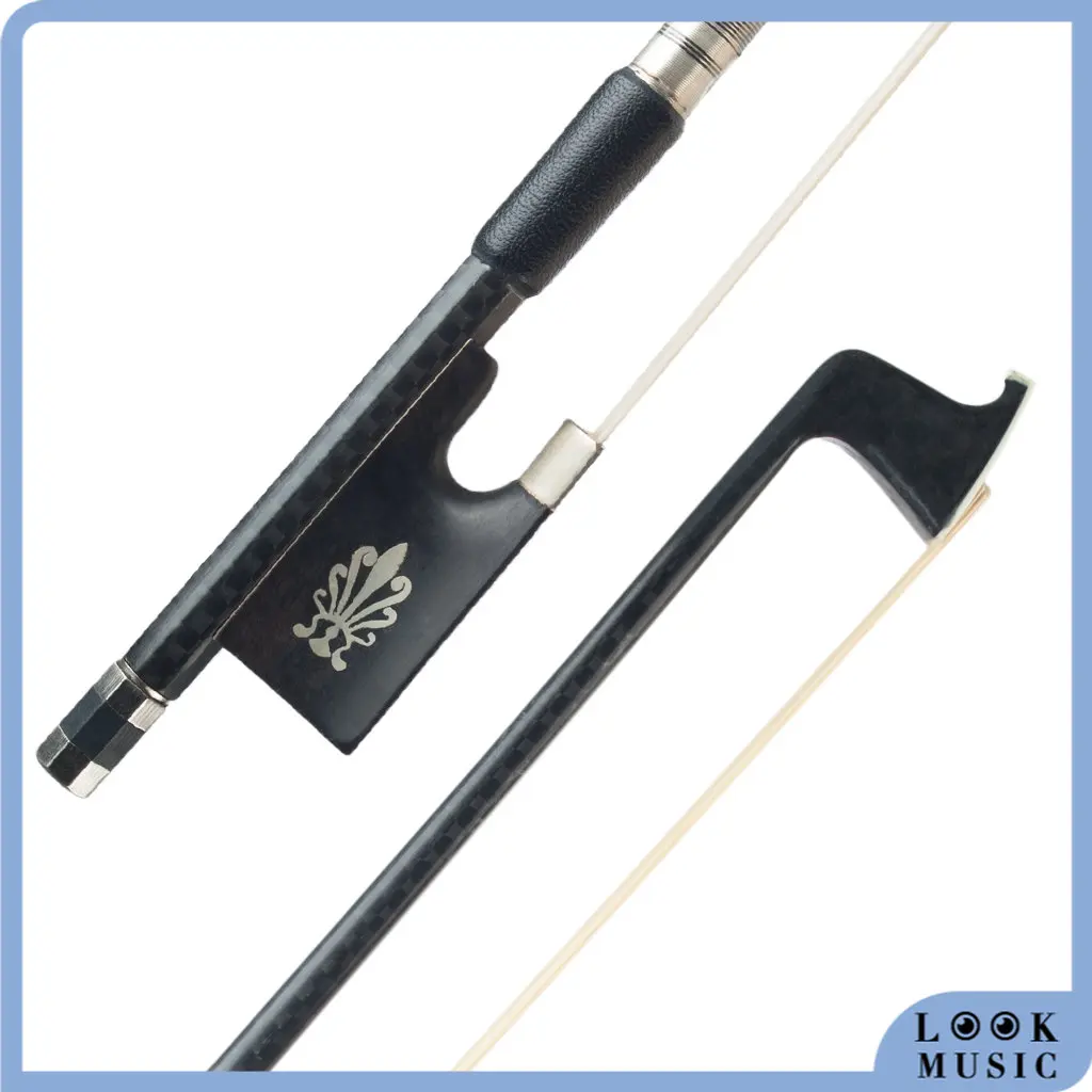 

LOOK 4/4 Carbon Fiber Violin Bow Grid Carbon Fiber Round Stick Silver Wire And Black Line Winding Well Balance