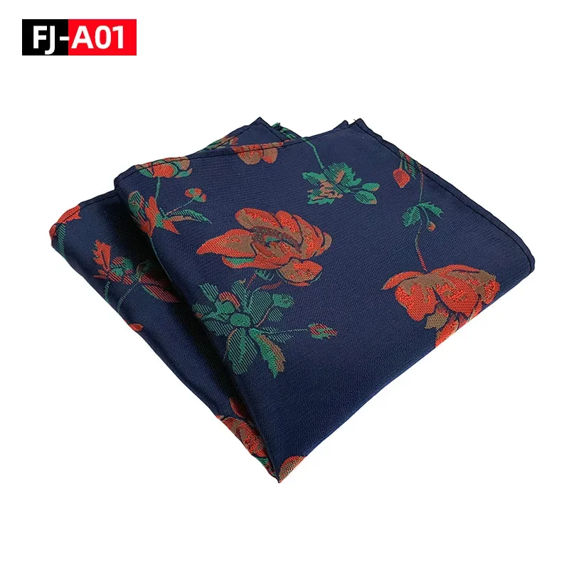 Europe America Style 25CM Handkerchiefs Flower Jacquard Weave Hanky Fit Best Man Banquet Casual Pocket Square Birthday Gift