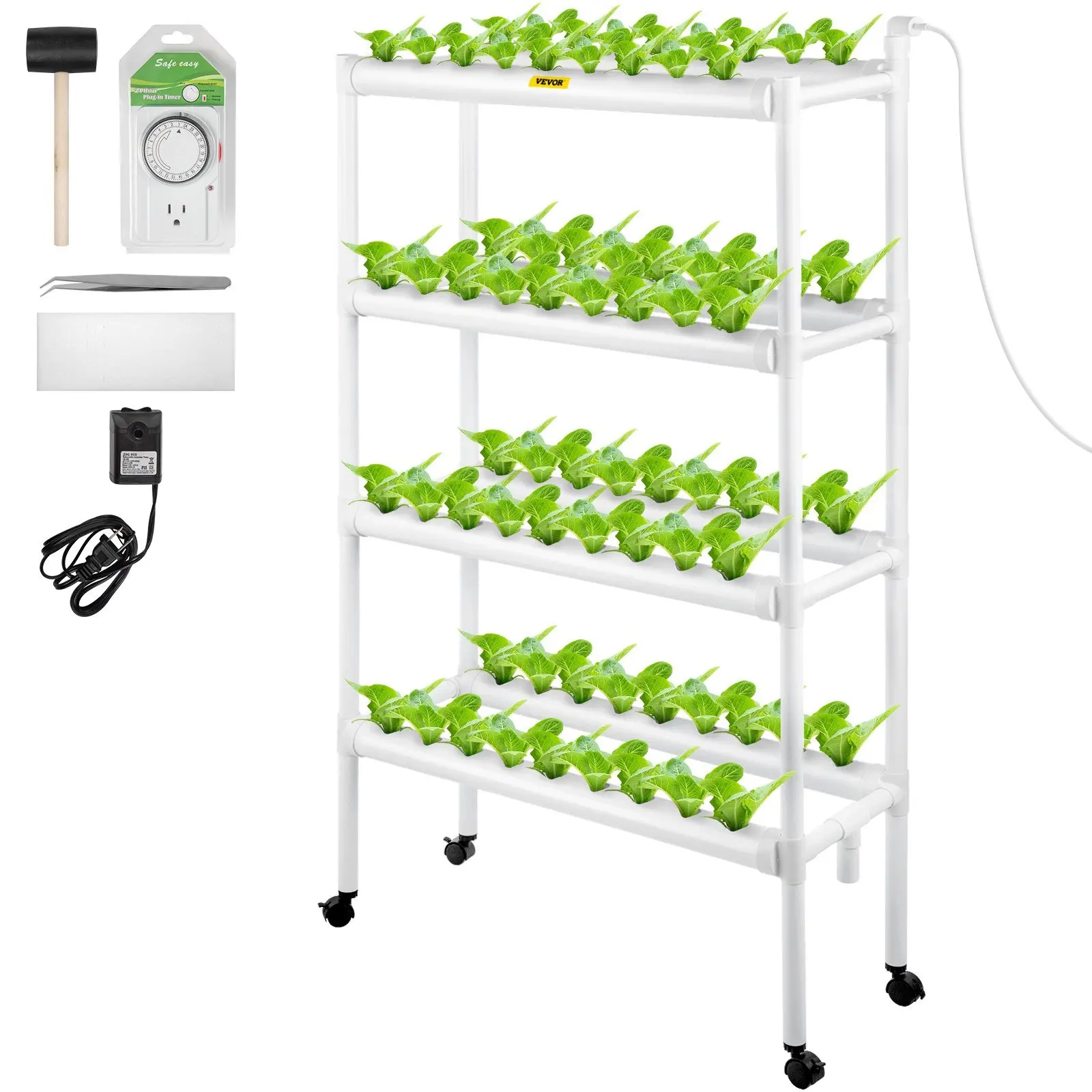 VEVOR Hydroponics Growing System, 72 Sites 8 Food-Grade PVC-U Pipes