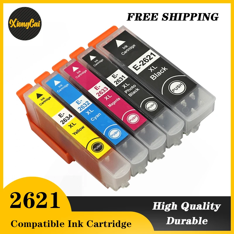 Cartucho de tinta Compatible con Epson, T2621, 26XL, XP510, XP520, XP600, XP605, XP615, XP620, XP625, XP710, XP720, XP800, XP810, XP820, 5 colores