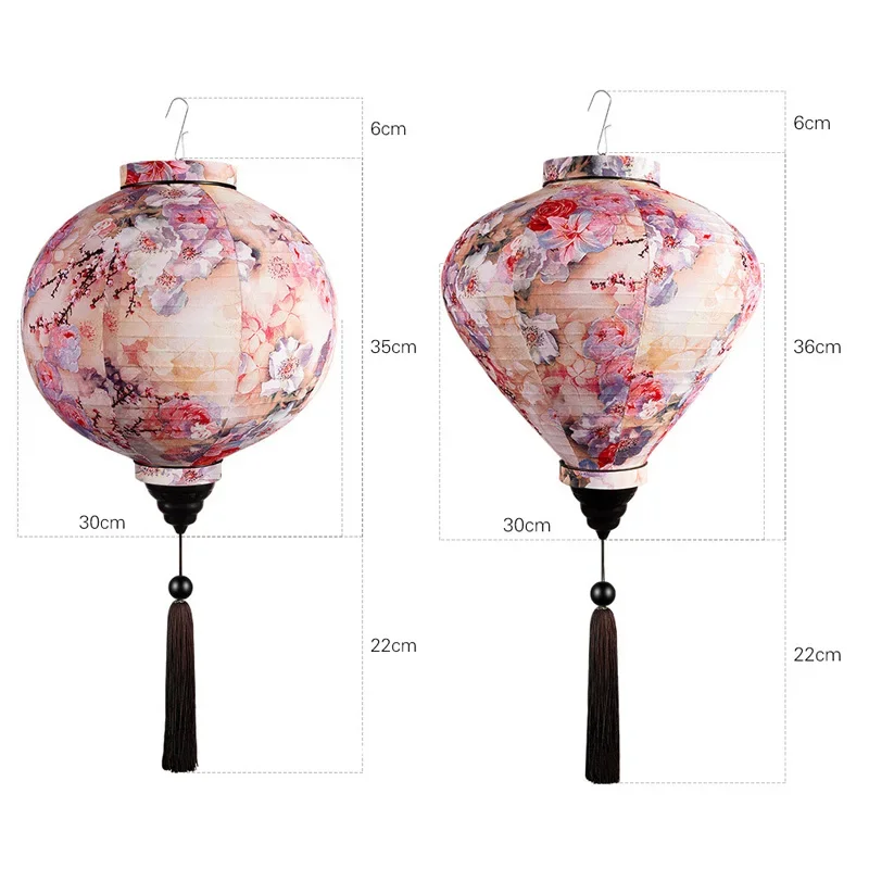 Chinese Oriental Style Light Palace Lantern, Chic Floral Pattern Cloth, Mid Autumn and Spring Festival Party Decor, 12\